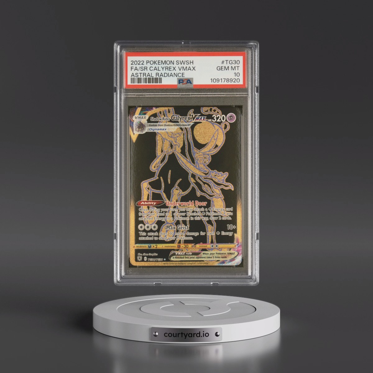 2022 Pokémon Sword & Shield Astral Radiance #TG30 Shadow Rider Calyrex Vmax - Full Art (PSA 10 GEM MINT)