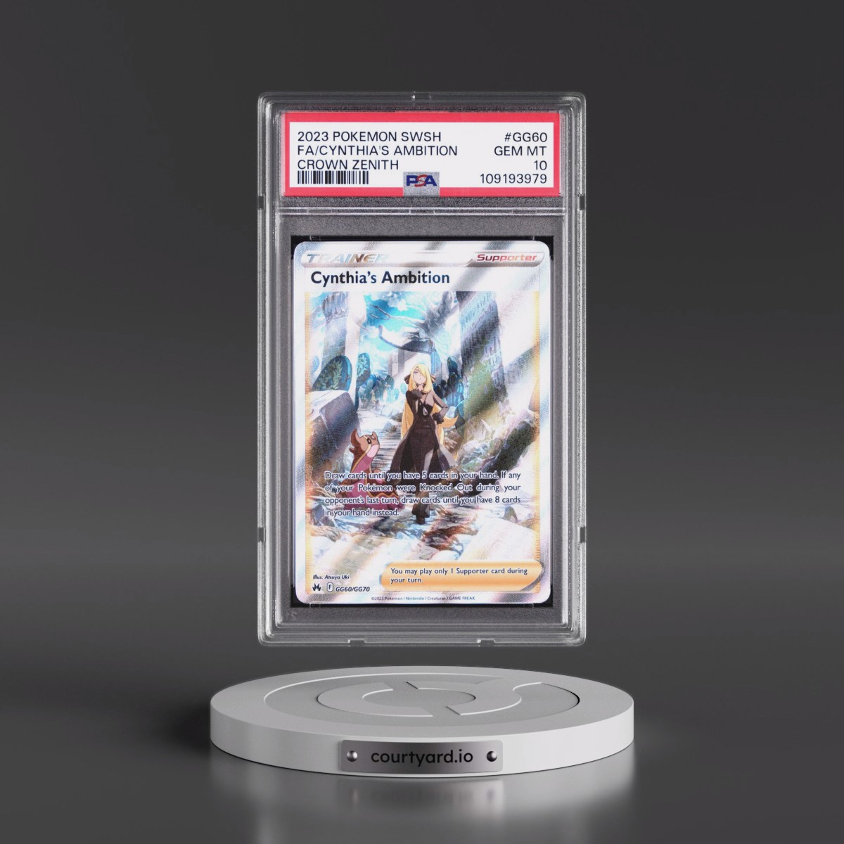 2023 Pokémon Sword and Shield Crown Zenith #GG60 Cynthia's Ambition - Full Art (PSA 10 GEM MINT)