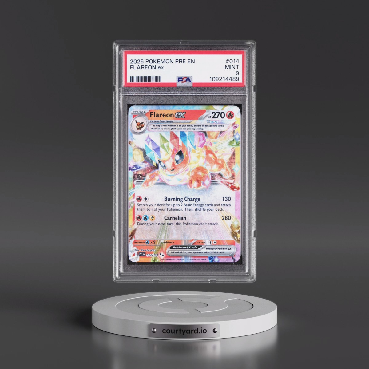 2025 Pokémon Pre EN-Prismatic Evolutions #014 Flareon EX - Holo (PSA 9 MINT)