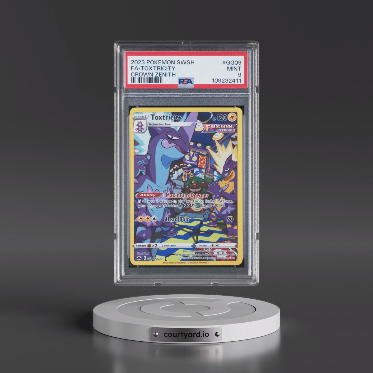 2023 Pokémon Sword and Shield Crown Zenith #GG09 Toxtricity - Full Art (PSA 9 MINT)