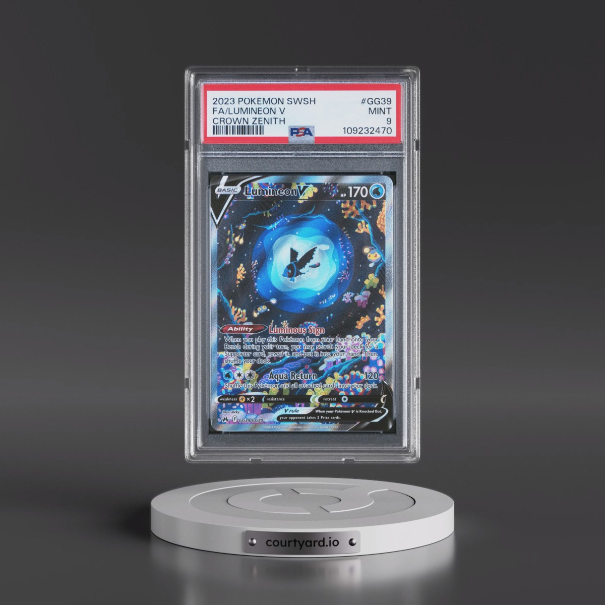 2023 Pokémon Sword and Shield Crown Zenith #GG39 Lumineon V - Holo Full Art (PSA 9 MINT)