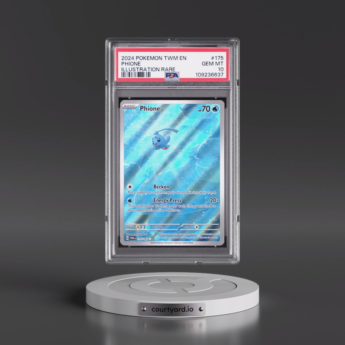 2024 Pokémon Twm EN-Twilight Masquerade #175 Phione - Illustration Rare (PSA 10 GEM MINT)