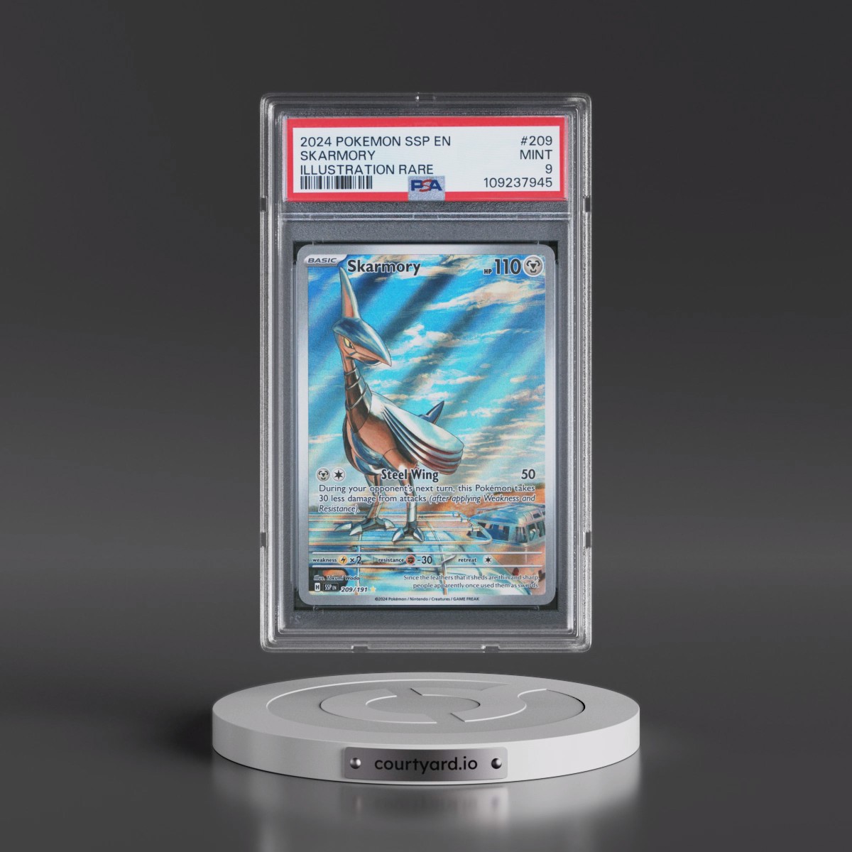 2024 Pokémon Ssp EN-Surging Sparks #209 Skarmory - Illustration Rare (PSA 9 MINT)