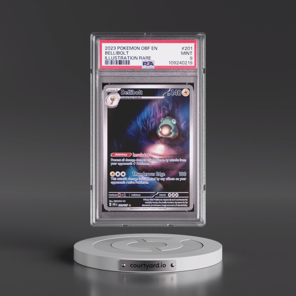2023 Pokémon Obf EN-Obsidian Flames #201 Bellibolt - Illustration Rare (PSA 9 MINT)