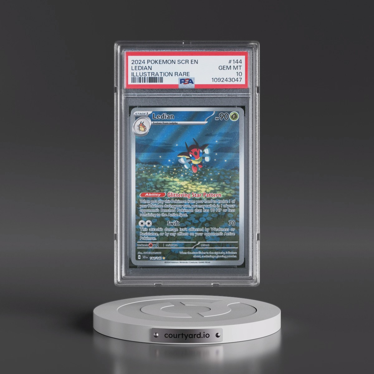2024 Pokémon Scr EN-Stellar Crown #144 Ledian - Illustration Rare (PSA 10 GEM MINT)