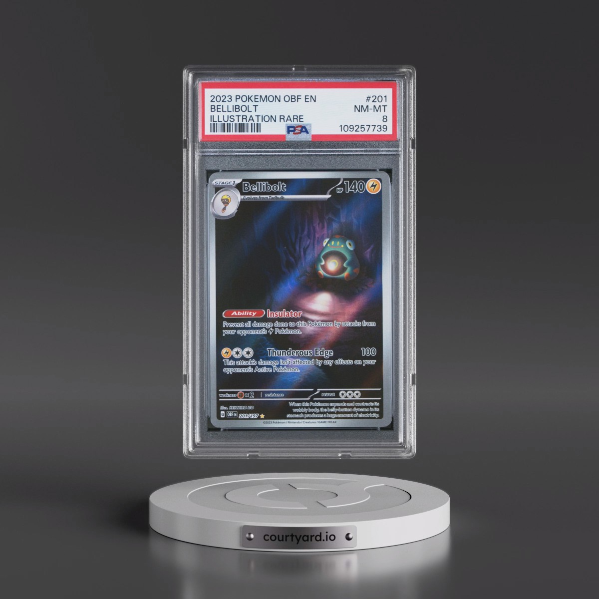 2023 Pokémon Obf EN-Obsidian Flames #201 Bellibolt - Illustration Rare (PSA 8 NM-MT)