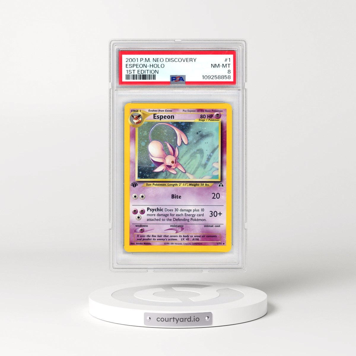 2001 Pokémon Neo Discovery #1 Espeon - 1st Edition Holo (PSA 8 NM-MT)