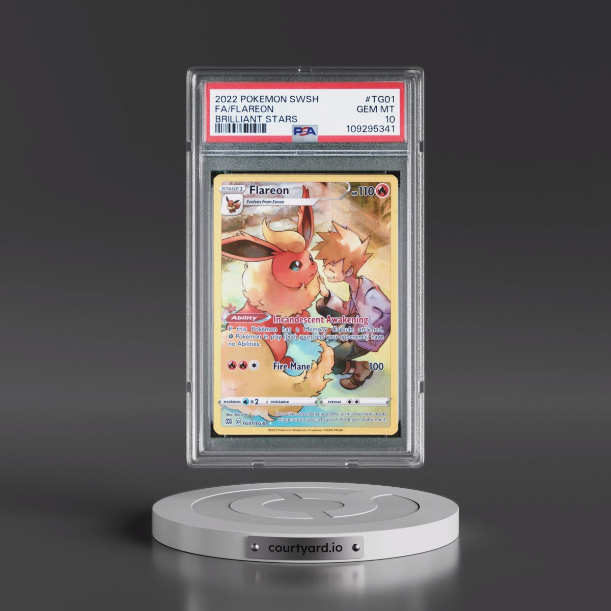 2022 Pokémon Sword & Shield Brilliant Stars #TG01 Flareon - Full Art (PSA 10 GEM MINT)