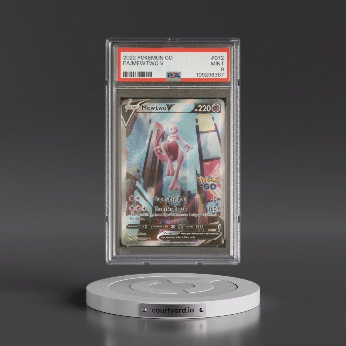 2022 Pokémon Go #072 Mewtwo V - Holo Full Art (PSA 9 MINT)