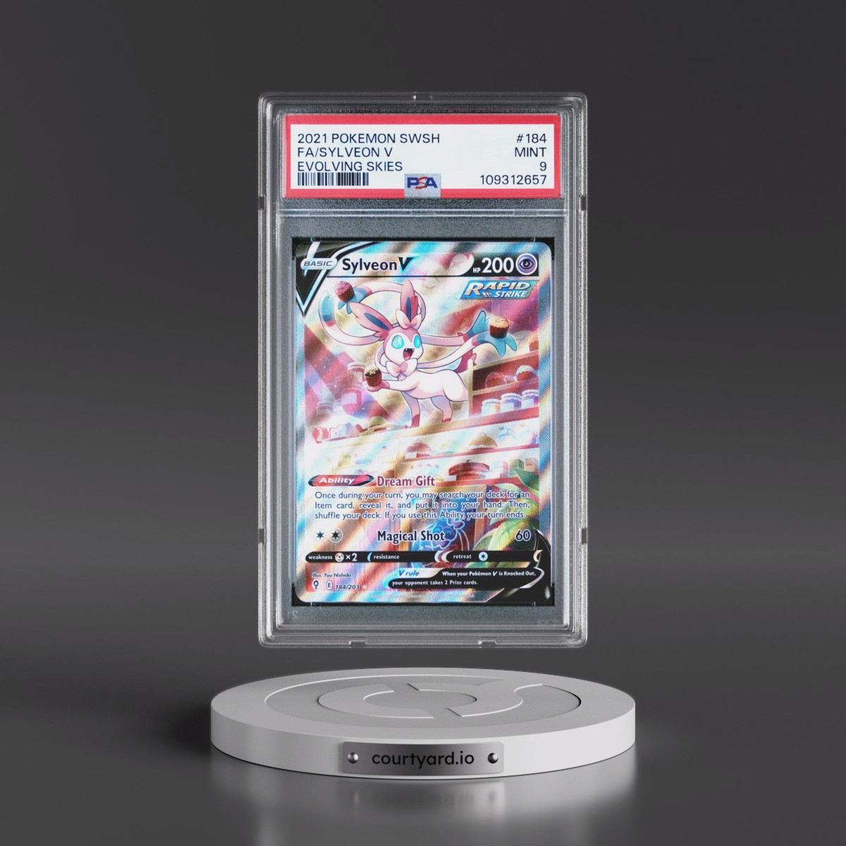 2021 Pokémon Sword & Shield Evolving Skies #184 Sylveon V - Holo Full Art (PSA 9 MINT)