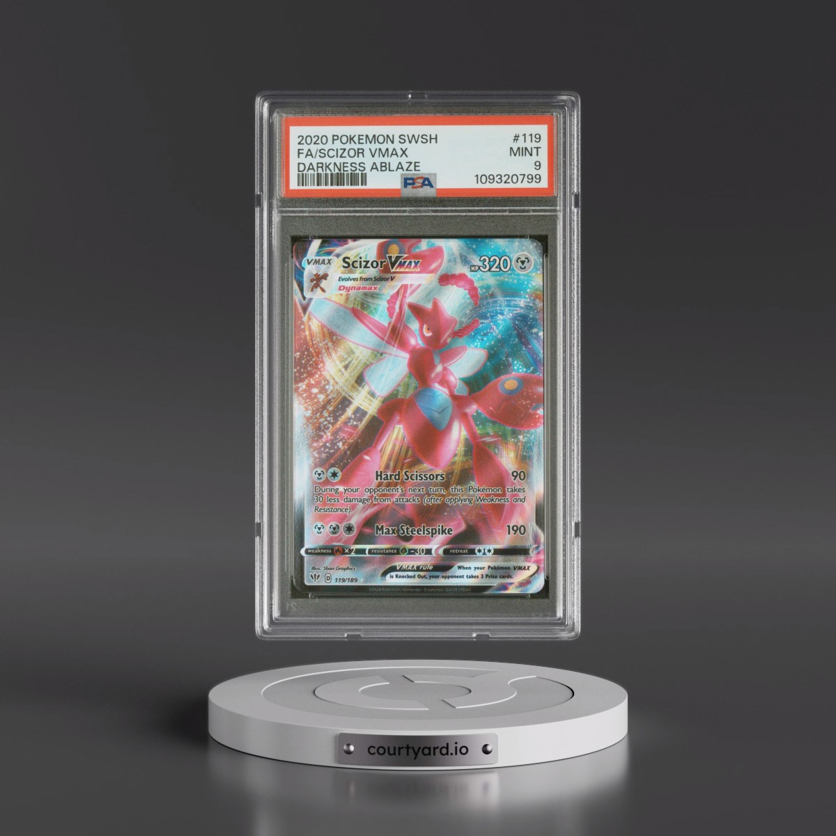 2020 Pokémon Sword & Shield Darkness Ablaze #119 Scizor Vmax - Full Art (PSA 9 MINT)