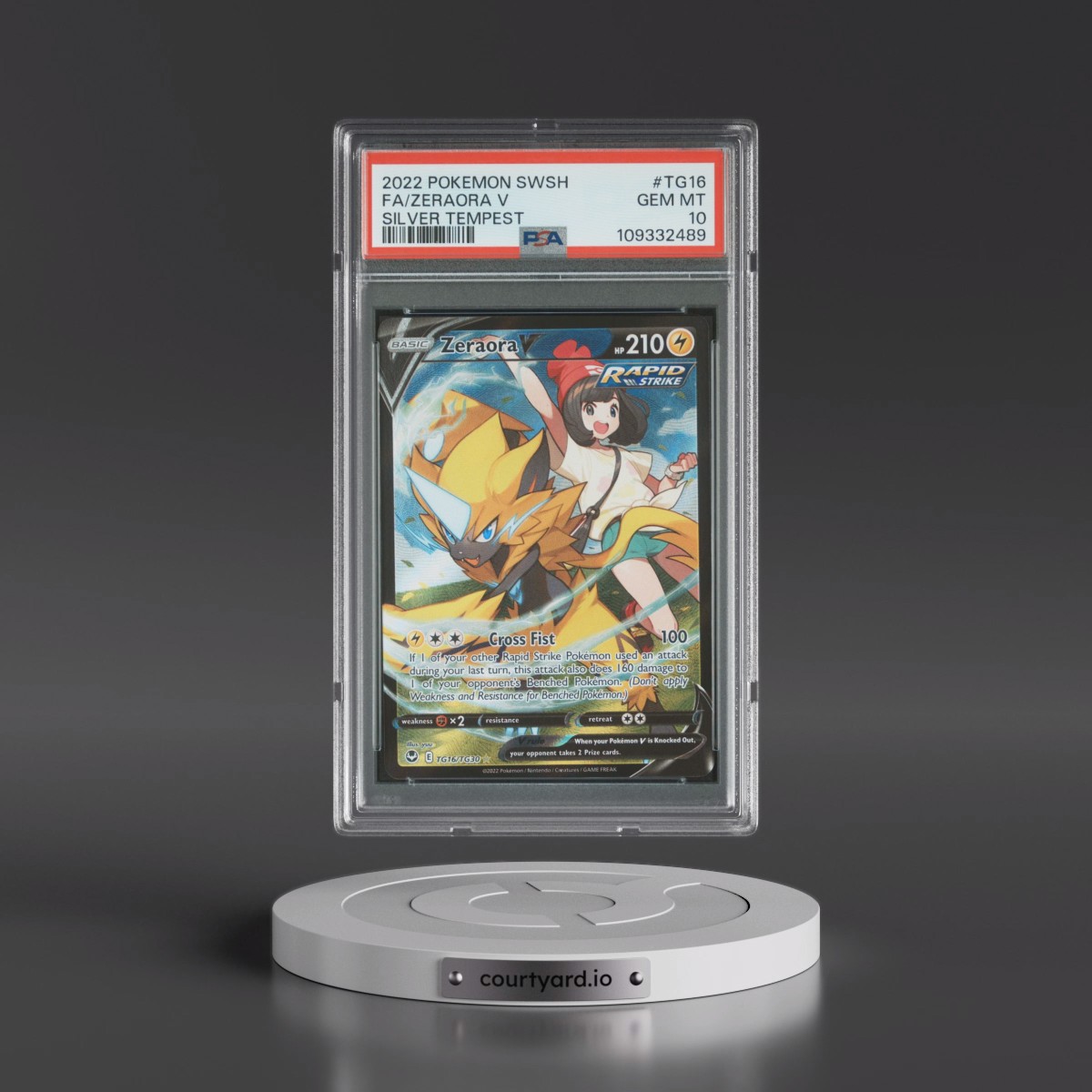 2022 Pokémon Sword & Shield Silver Tempest #TG16 Zeraora V - Holo Full Art (PSA 10 GEM MINT)