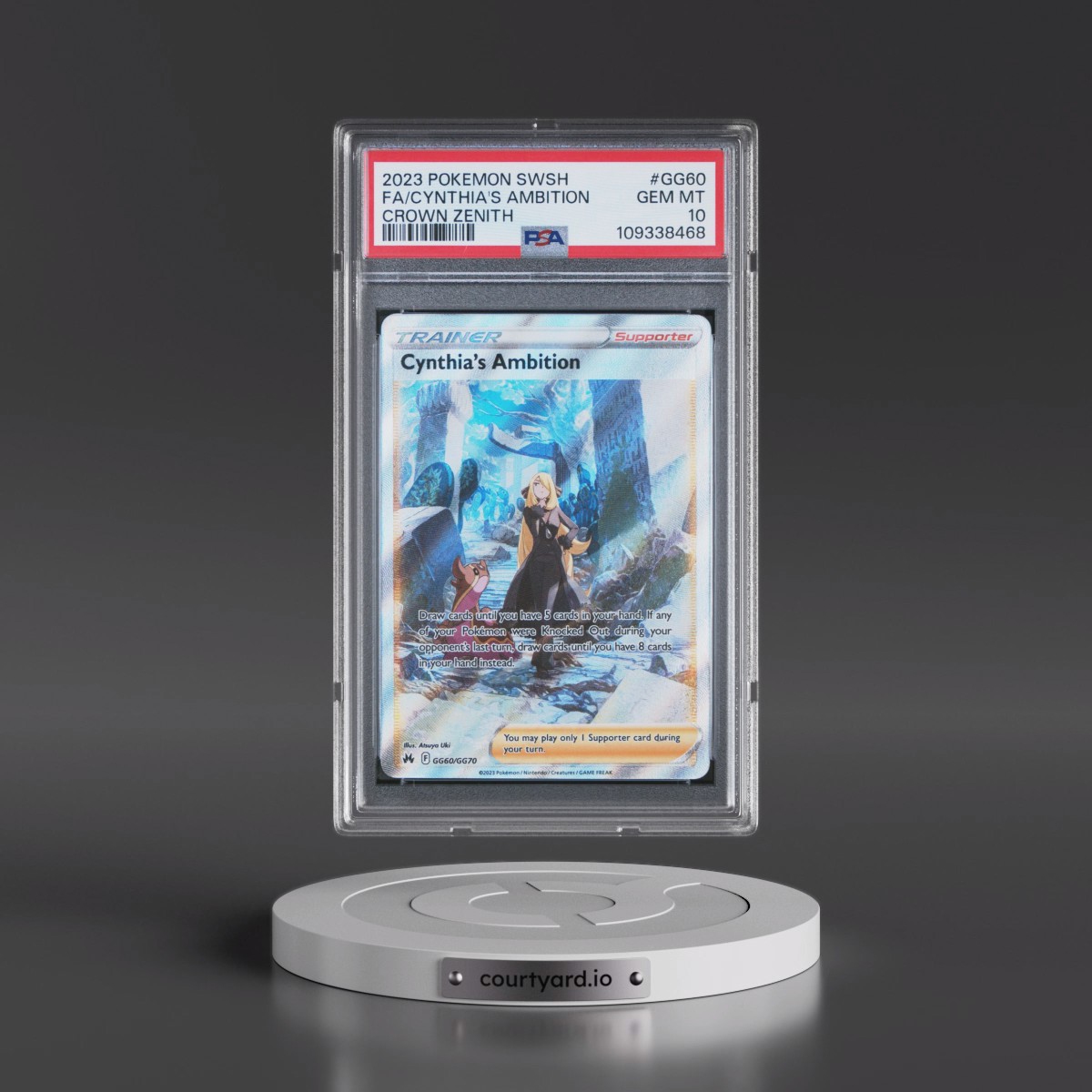 2023 Pokémon Sword and Shield Crown Zenith #GG60 Cynthia's Ambition - Full Art (PSA 10 GEM MINT)