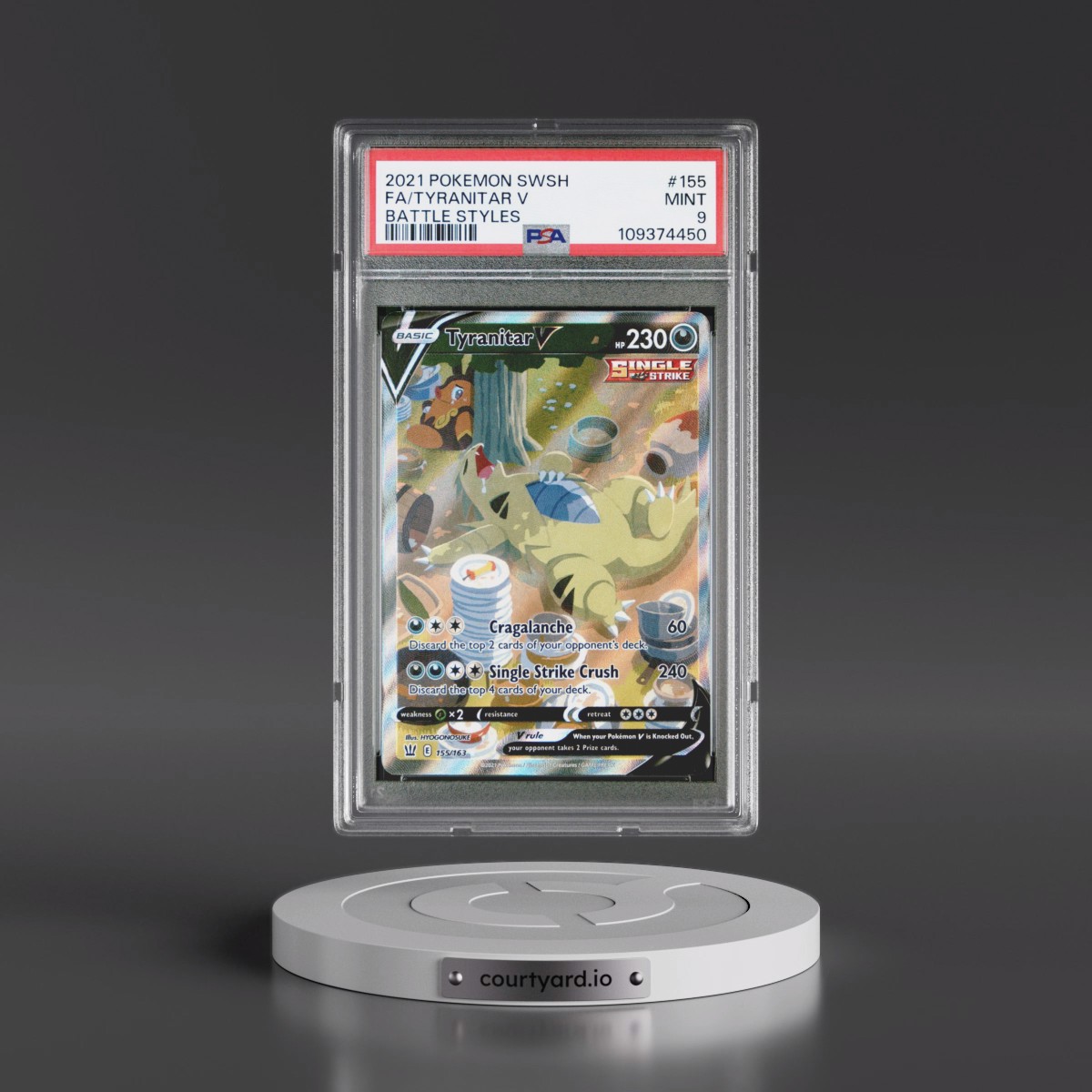 2021 Pokémon Sword & Shield Battle Styles #155 Tyranitar V - Holo Full Art (PSA 9 MINT)