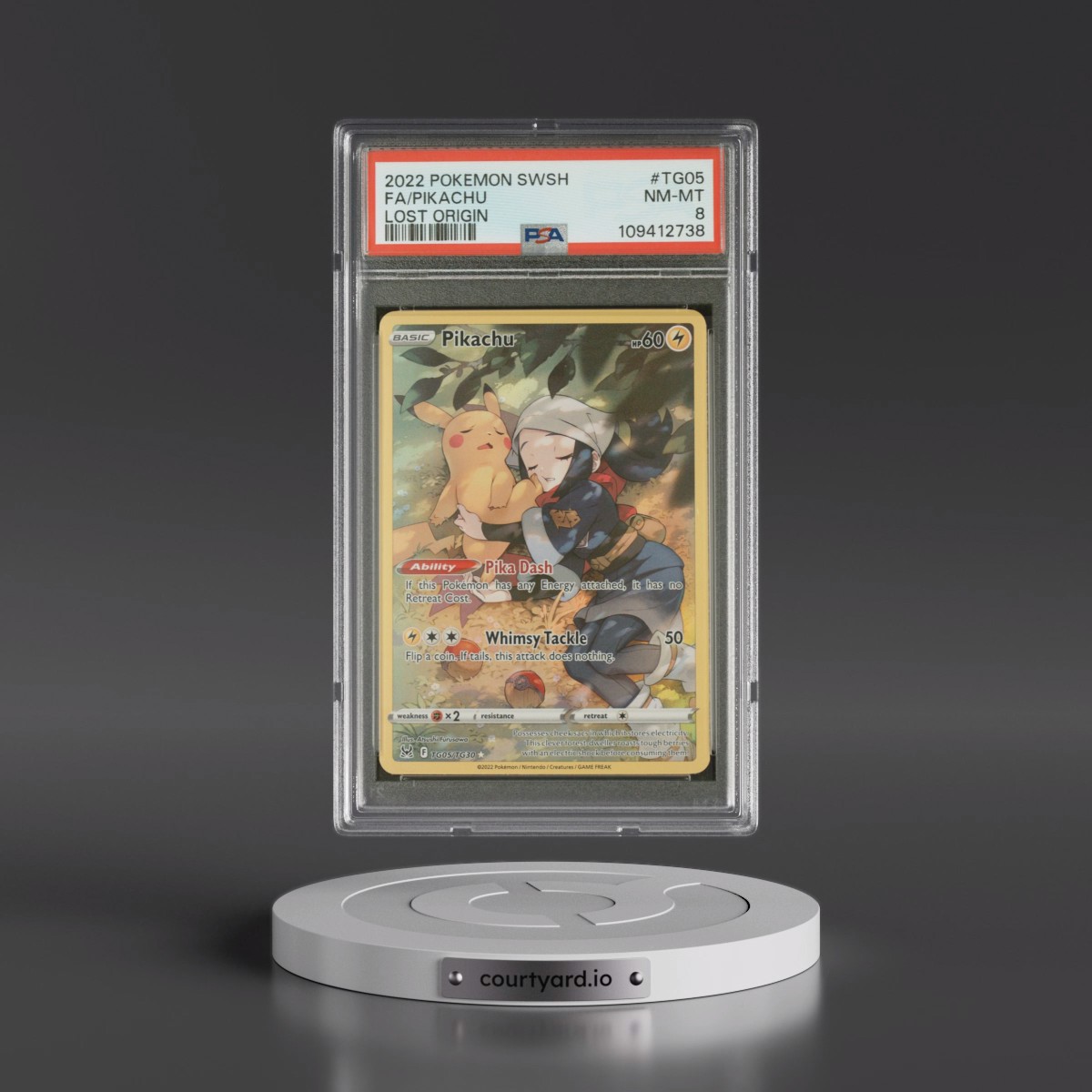2022 Pokémon Sword & Shield Lost Origin #TG05 Pikachu - Full Art (PSA 8 NM-MT)