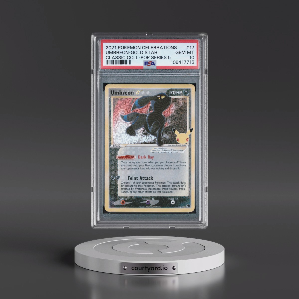 2021 Pokémon Celebrations Classic Collection #17 Umbreon-Gold Star (PSA 10 GEM MINT) - Photo