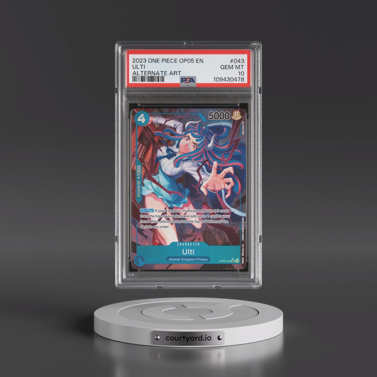 2023 One Piece OP05-Awakening of the New Era #043 Ulti - Alternate Art (PSA 10 GEM MINT)