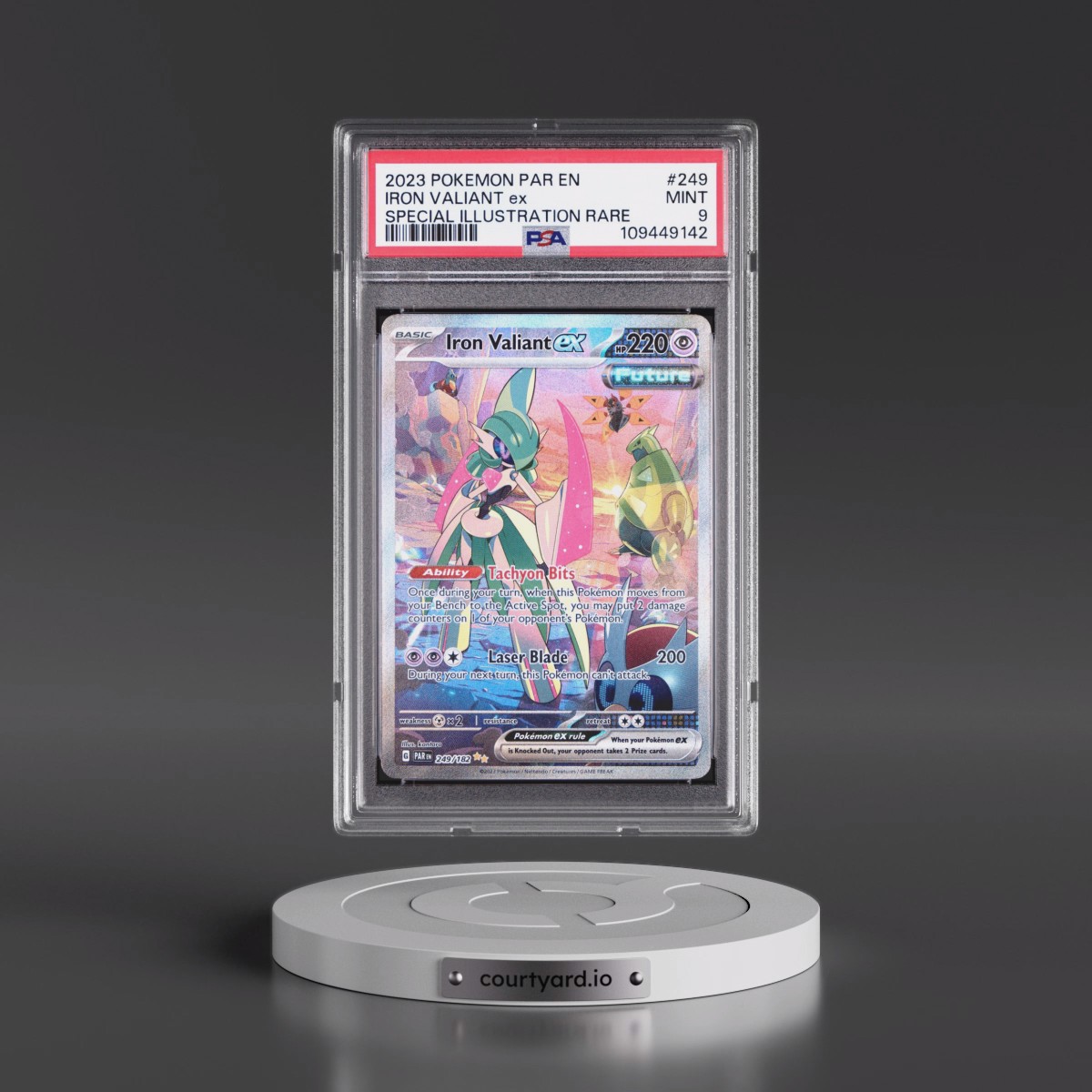 2023 Pokémon Par EN-Paradox Rift #249 Iron Valiant EX - Holo Special Illustration Rare (PSA 9 MINT)