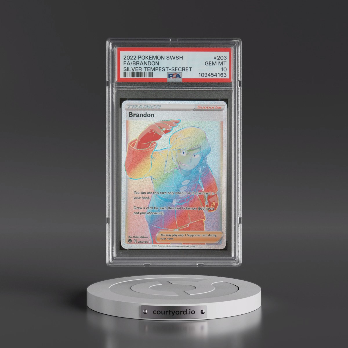 2022 Pokémon Sword & Shield Silver Tempest #203 Brandon - Full Art Secret (PSA 10 GEM MINT)