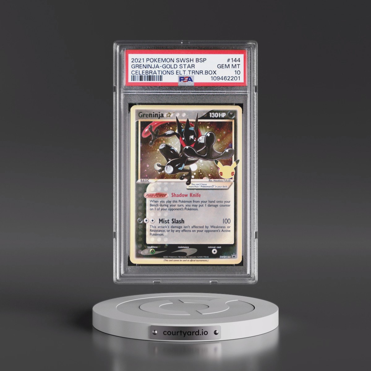 2021 Pokémon Swsh Black Star Promo #144 Greninja-Gold Star - Celebrations Elite Trainer Box (PSA 10 GEM MINT)