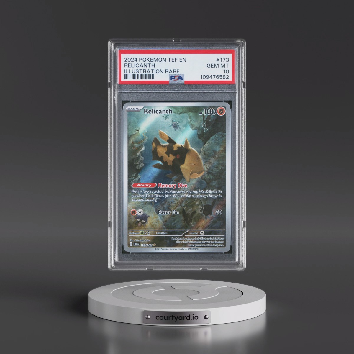 2024 Pokémon Tef EN-Temporal Forces #173 Relicanth - Illustration Rare (PSA 10 GEM MINT)