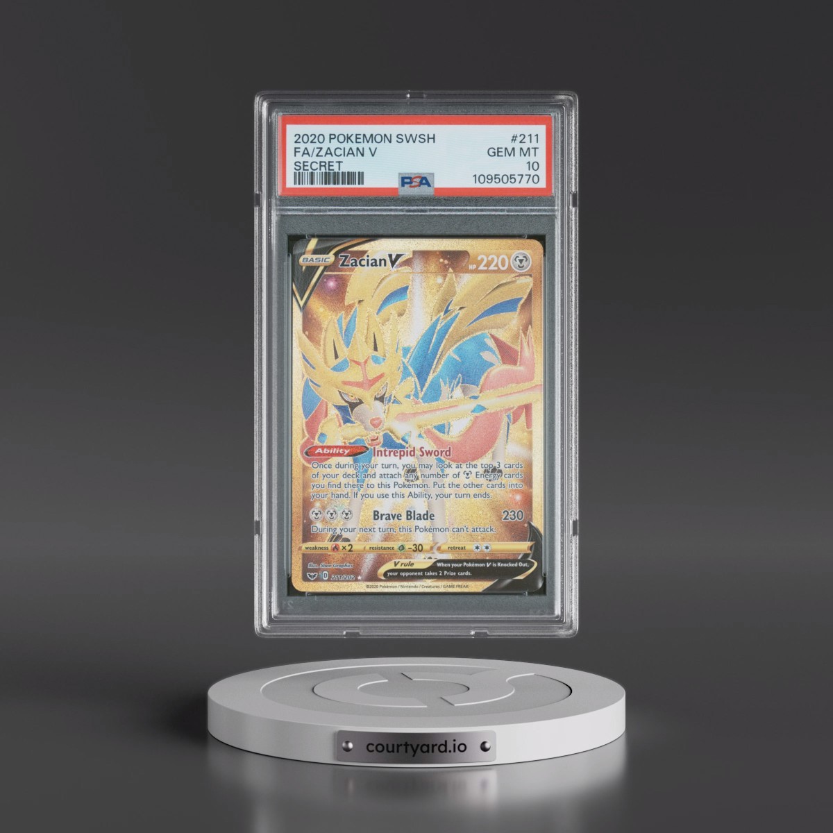 2020 Pokémon Sword & Shield #211 Zacian V - Holo Full Art Secret (PSA 10 GEM MINT)