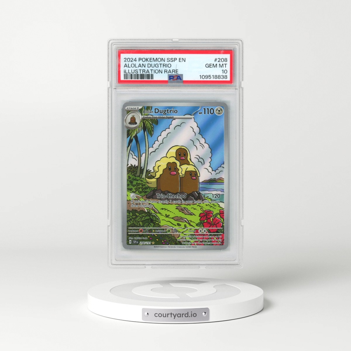 2024 Pokémon Ssp EN-Surging Sparks #208 Alolan Dugtrio - Illustration Rare (PSA 10 GEM MINT)