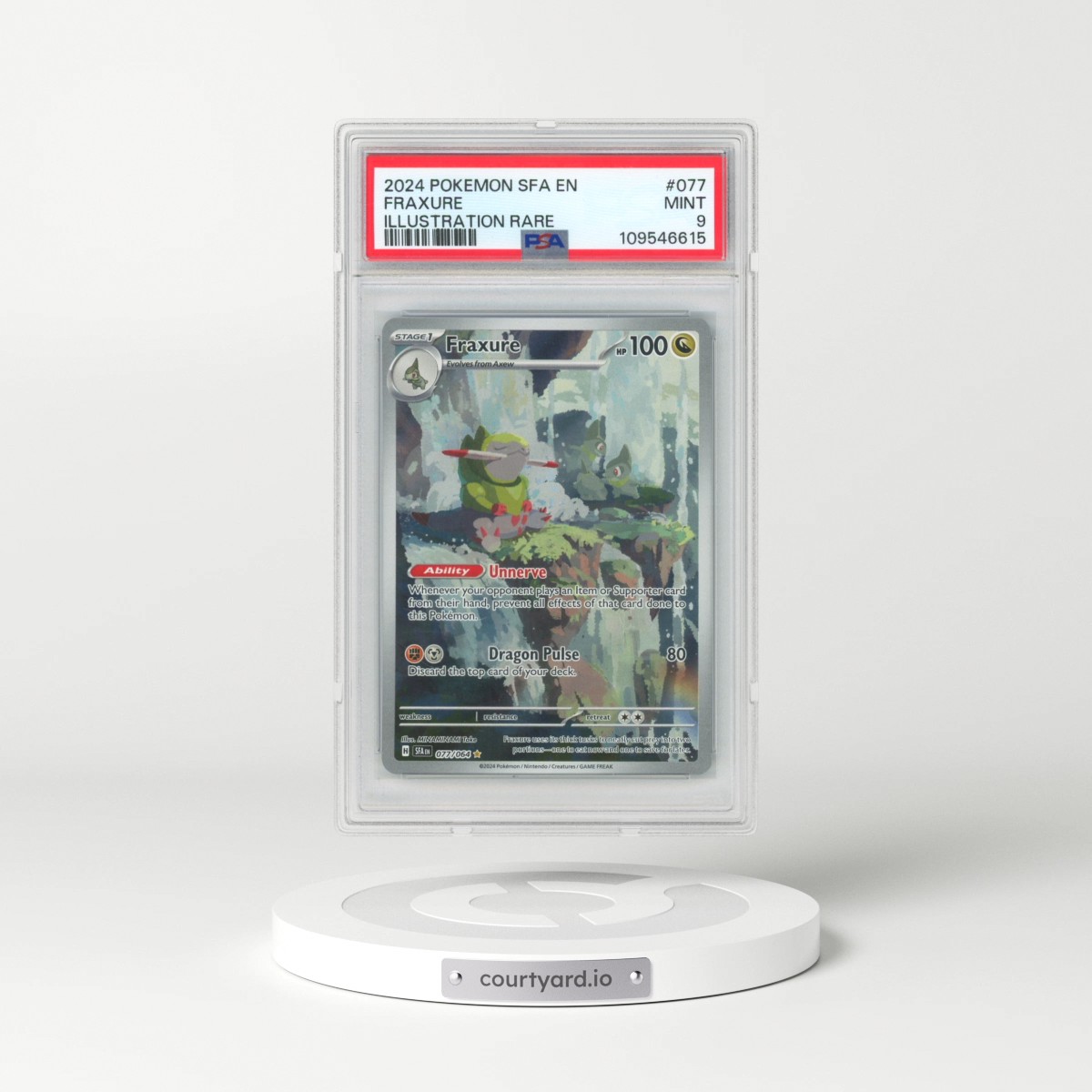 2024 Pokémon Sfa EN-Shrouded Fable #077 Fraxure - Illustration Rare (PSA 9 MINT)