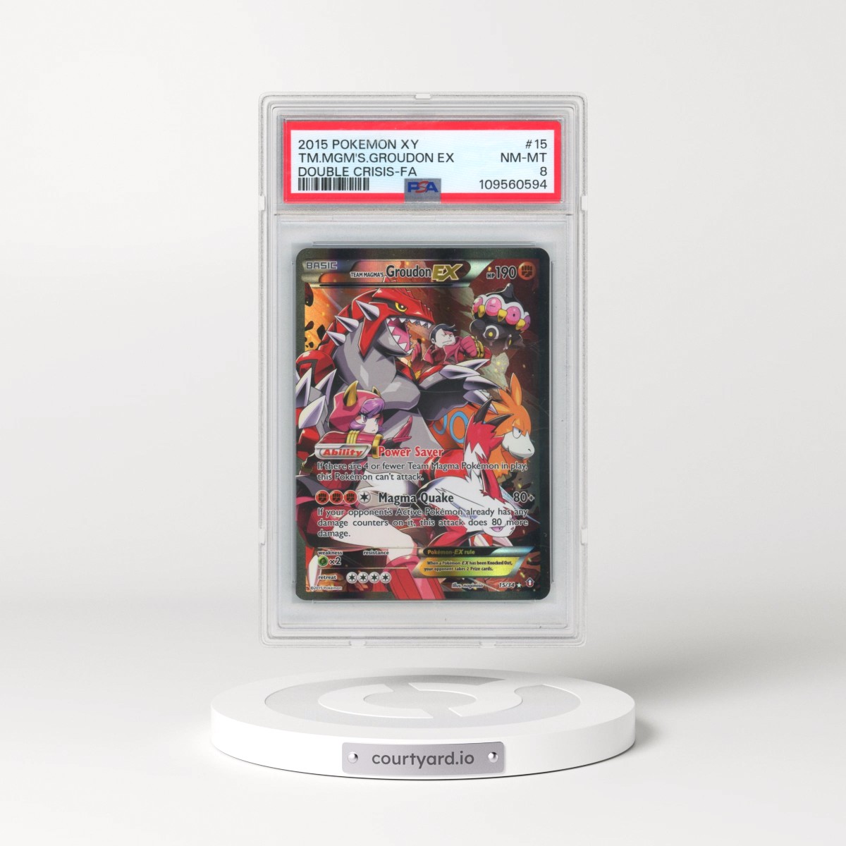 2015 Pokémon XY Double Crisis #15 Team Magma's Groudon EX - Holo Full Art (PSA 8 NM-MT)