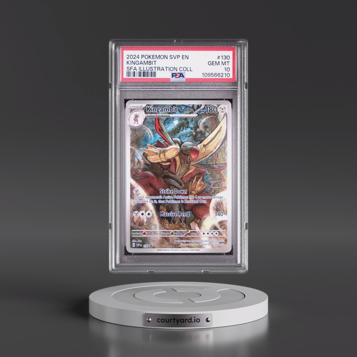 2024 Pokémon Svp EN-SV Black Star Promo #130 Kingambit - Shrouded Fable Illustration Collection (PSA 10 GEM MINT)