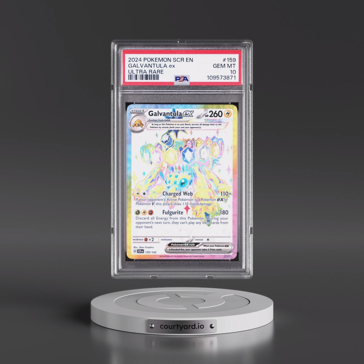 2024 Pokémon Scr EN-Stellar Crown #159 Galvantula EX - Holo Ultra Rare (PSA 10 GEM MINT)