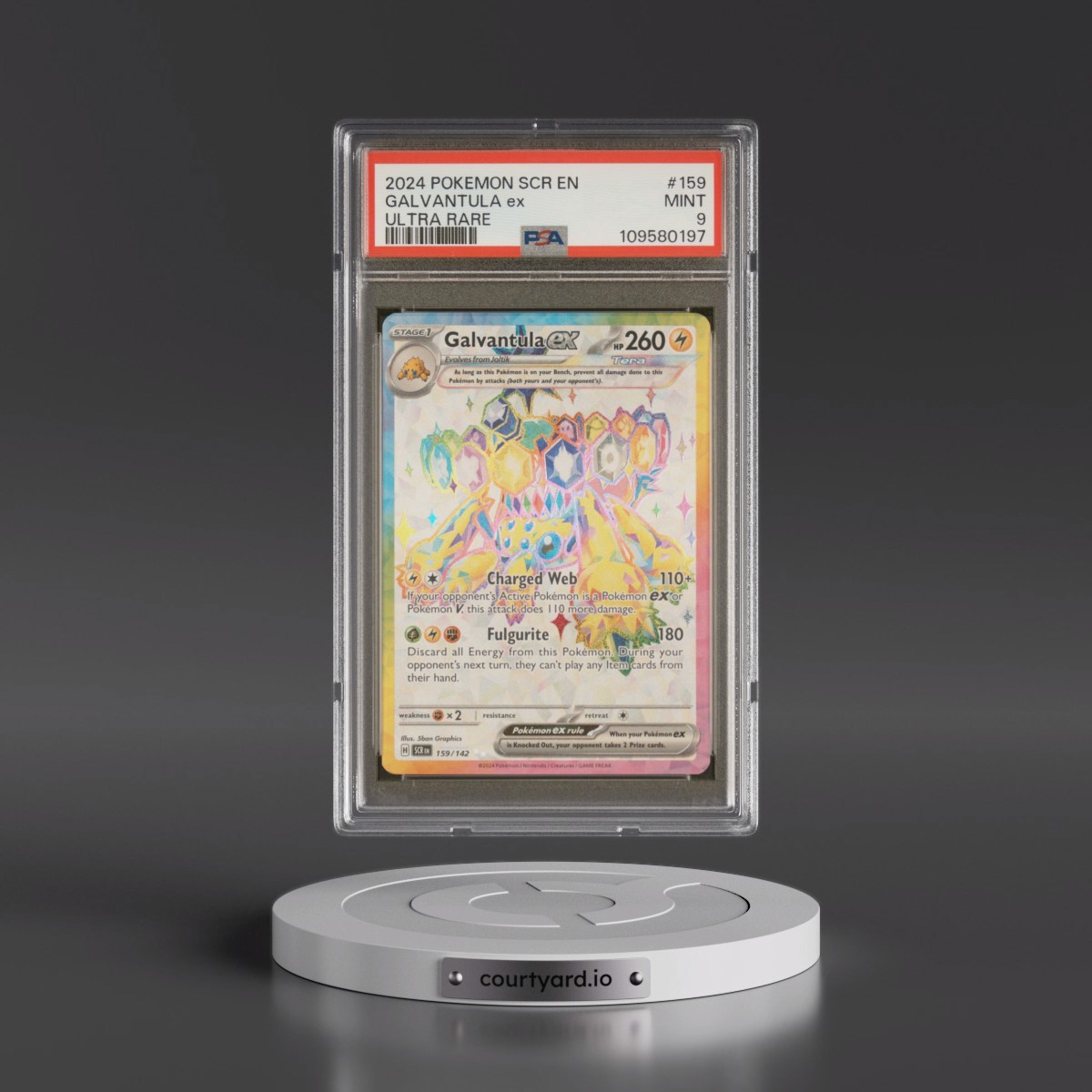 2024 Pokémon Scr EN-Stellar Crown #159 Galvantula EX - Holo Ultra Rare (PSA 9 MINT)