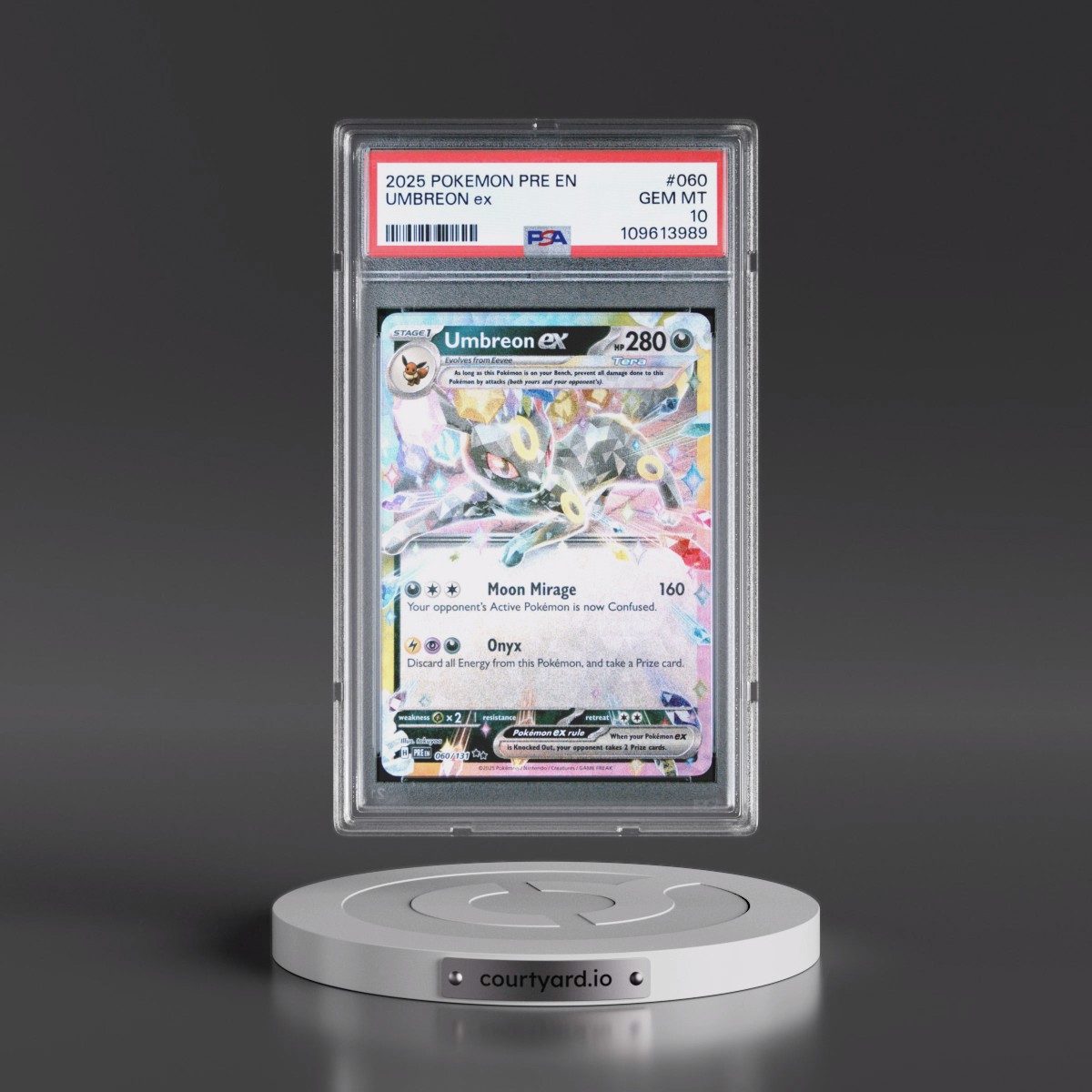 2025 Pokémon Pre EN-Prismatic Evolutions #060 Umbreon EX - Holo (PSA 10 GEM MINT)