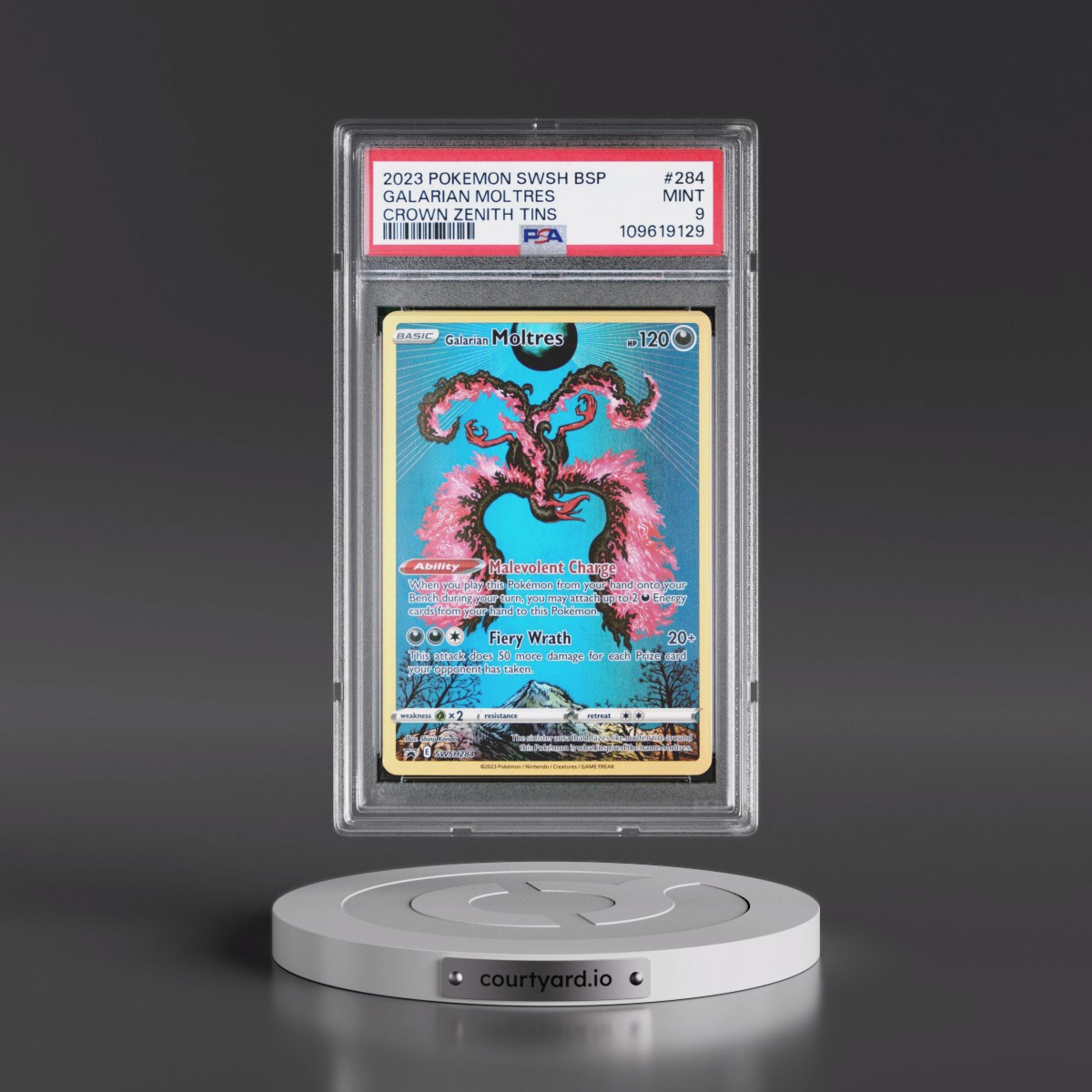 2023 Pokémon Swsh Black Star Promo #284 Galarian Moltres - Crown Zenith Tins (PSA 9 MINT)