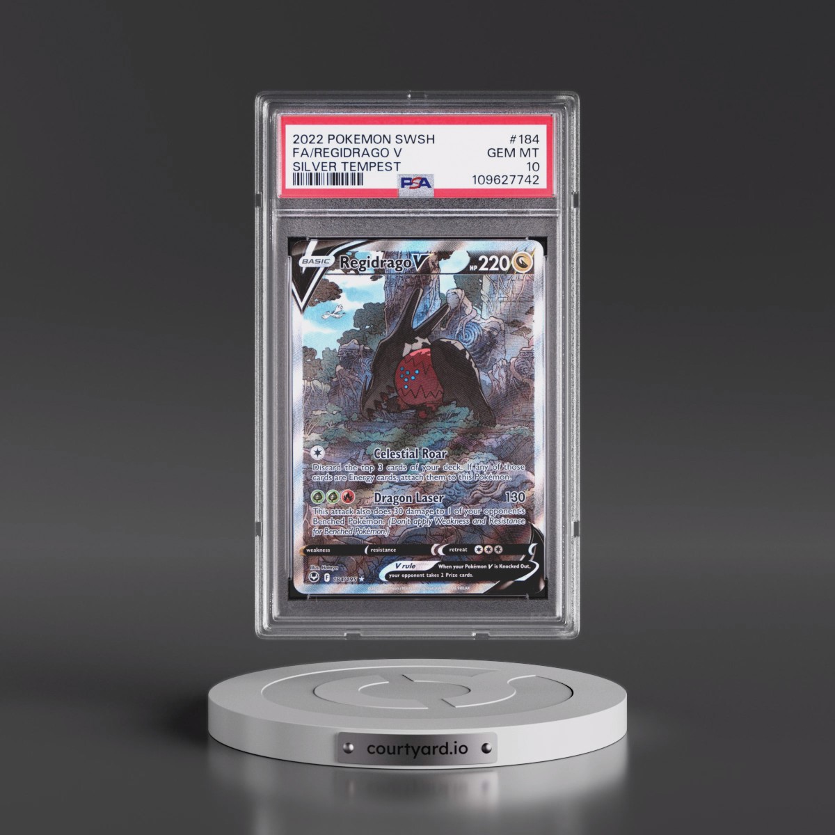 2022 Pokémon Sword & Shield Silver Tempest #184 Regidrago V - Holo Full Art (PSA 10 GEM MINT)