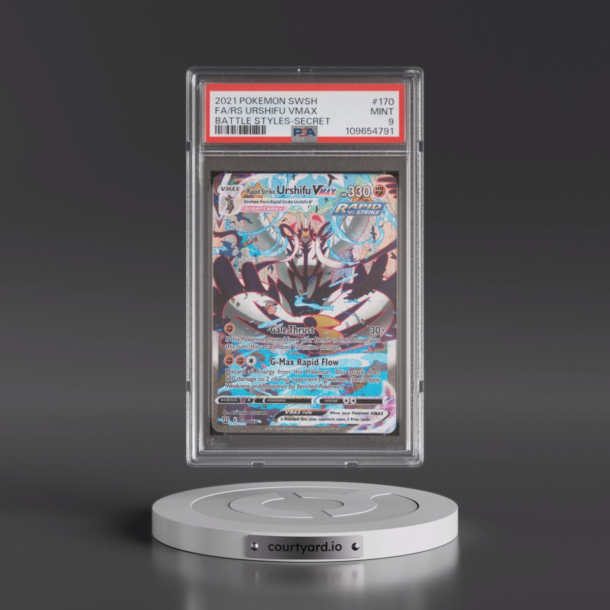 2021 Pokémon Sword & Shield Battle Styles #170 Rapid Strike Urshifu Vmax - Full Art Secret (PSA 9 MINT)