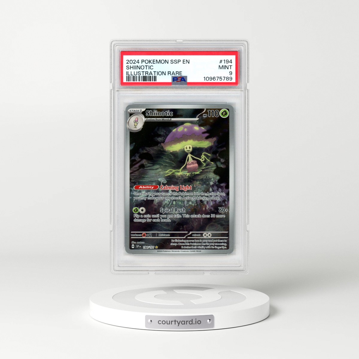 2024 Pokémon Ssp EN-Surging Sparks #194 Shiinotic - Illustration Rare (PSA 9 MINT)