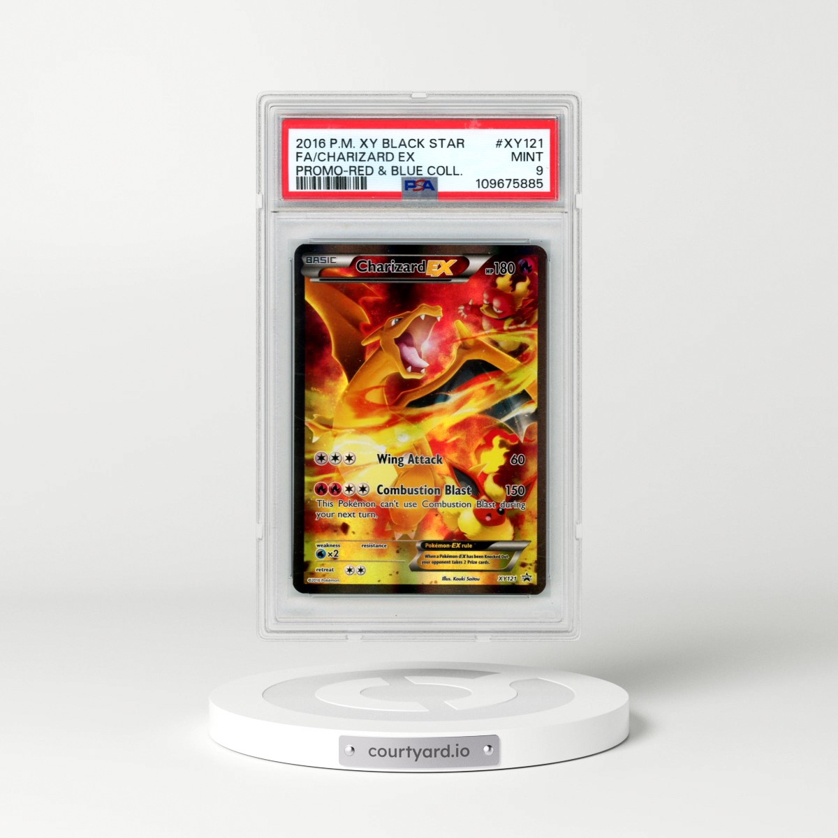 2016 Pokémon XY Black Star Promo #XY121 Charizard EX - Holo Full Art Red & Blue Collection (PSA 9 MINT)