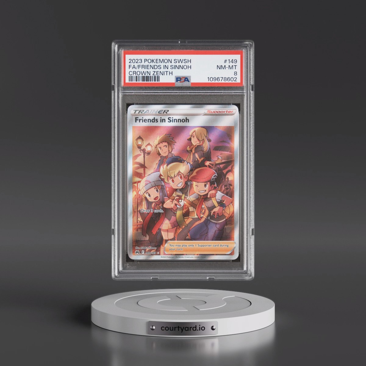 2023 Pokémon Sword and Shield Crown Zenith #149 Friends in Sinnoh - Full Art (PSA 8 NM-MT)