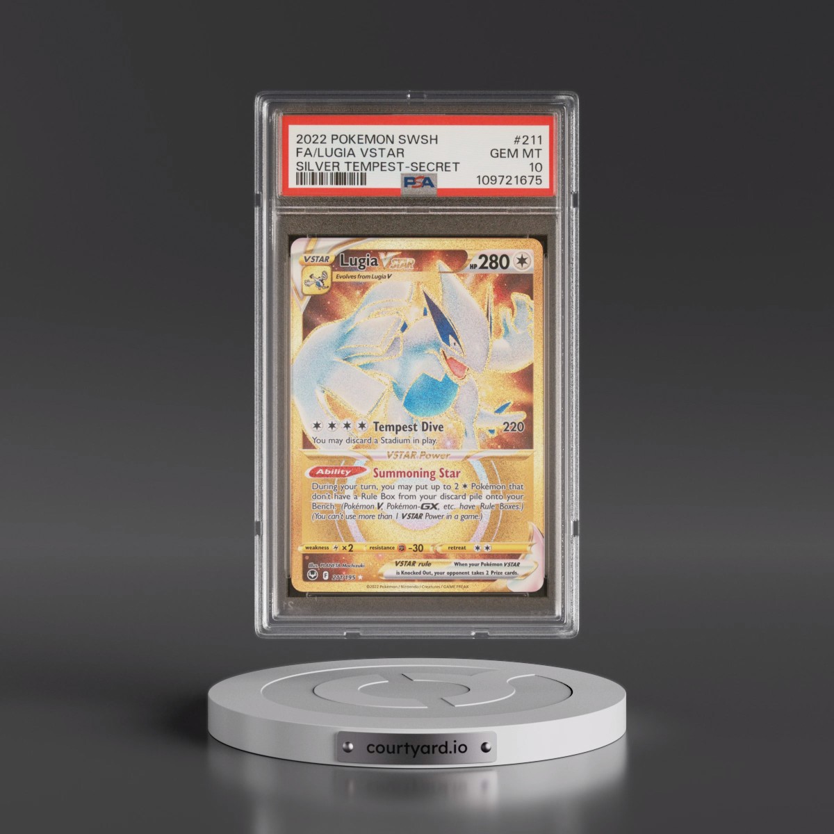 2022 Pokémon Sword & Shield Silver Tempest #211 Lugia Vstar - Full Art Secret (PSA 10 GEM MINT)