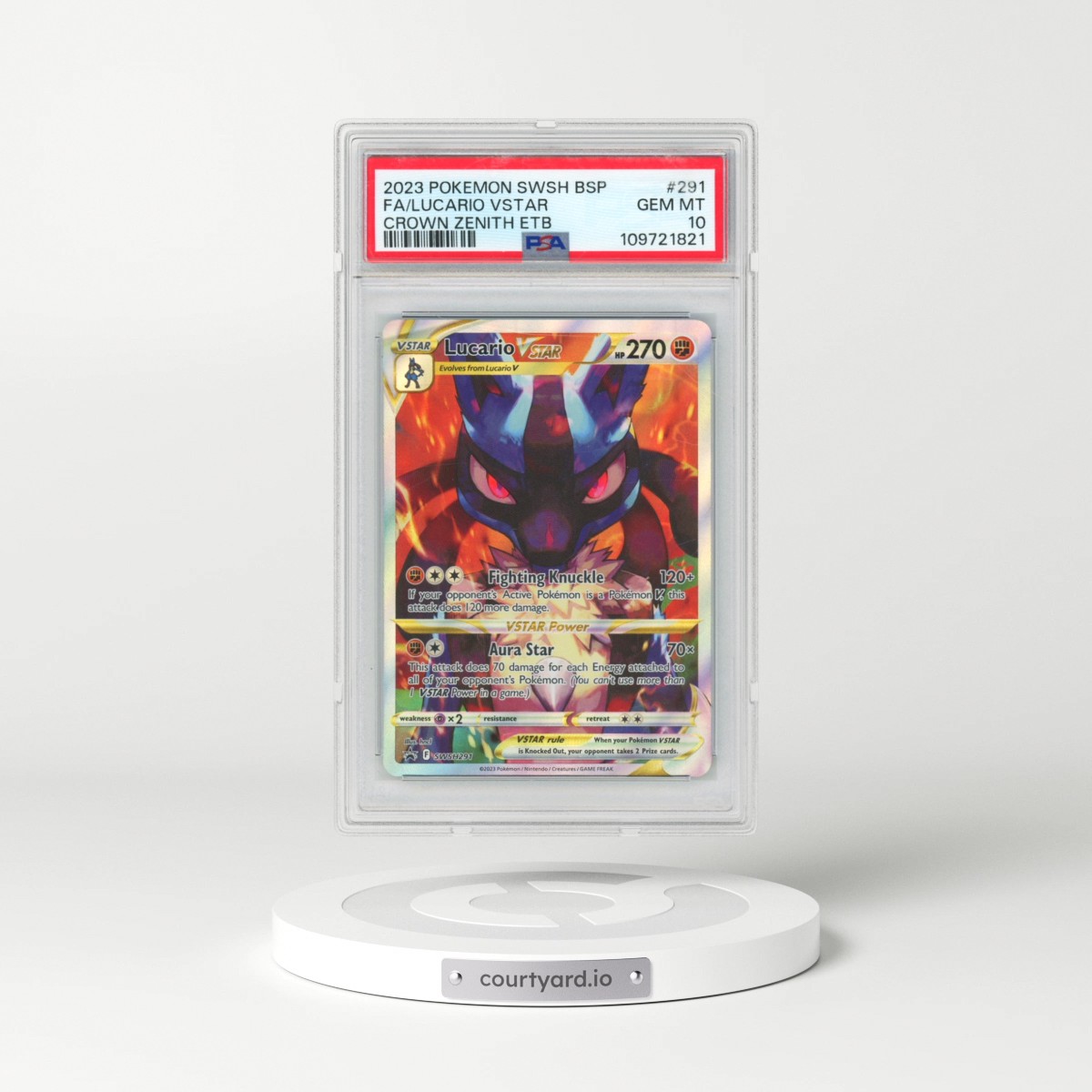 2023 Pokémon Swsh Black Star Promo #291 Lucario Vstar - Full Art Crown Zenith Elite Trainer Box (PSA 10 GEM MINT)