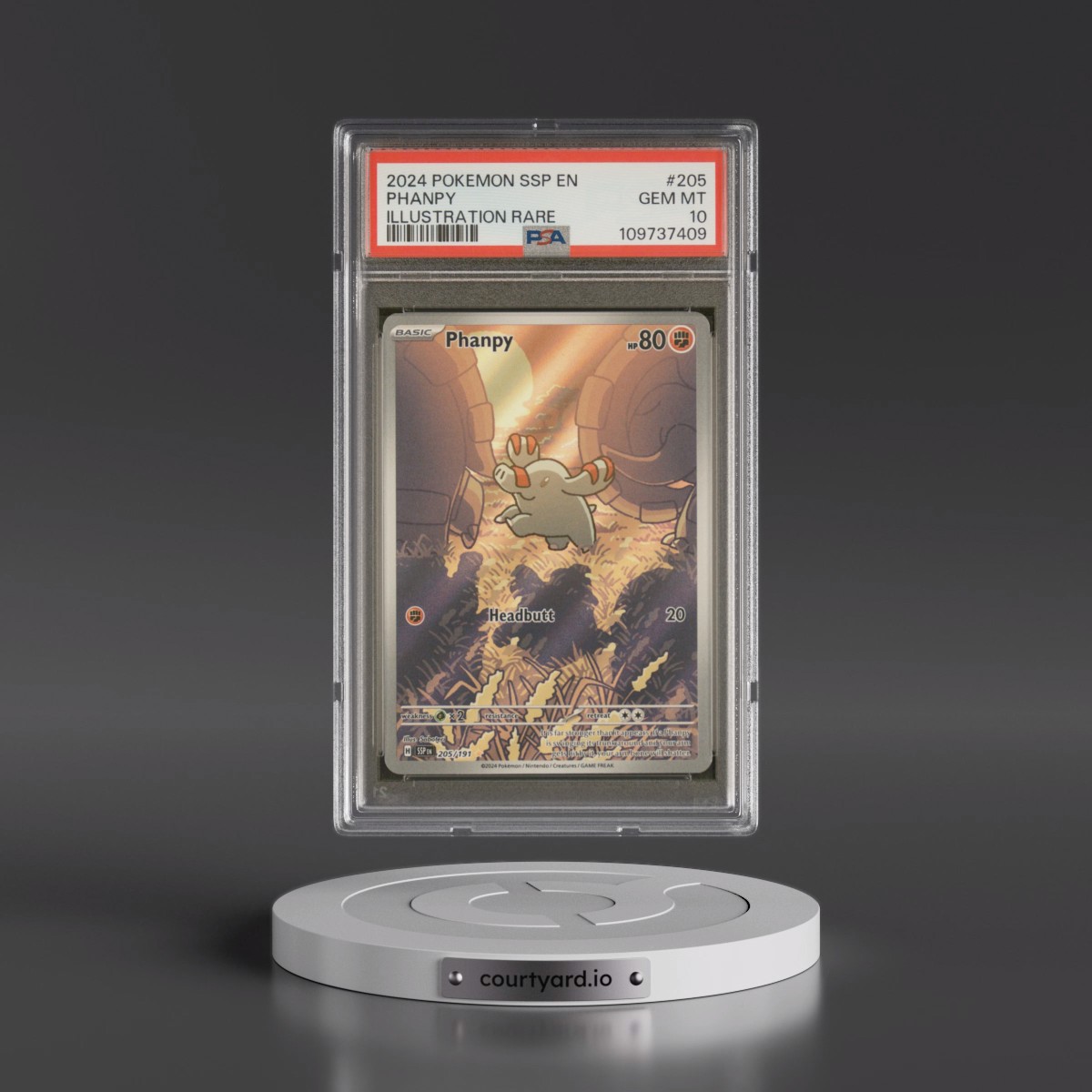 2024 Pokémon Ssp EN-Surging Sparks #205 Phanpy - Illustration Rare (PSA 10 GEM MINT)
