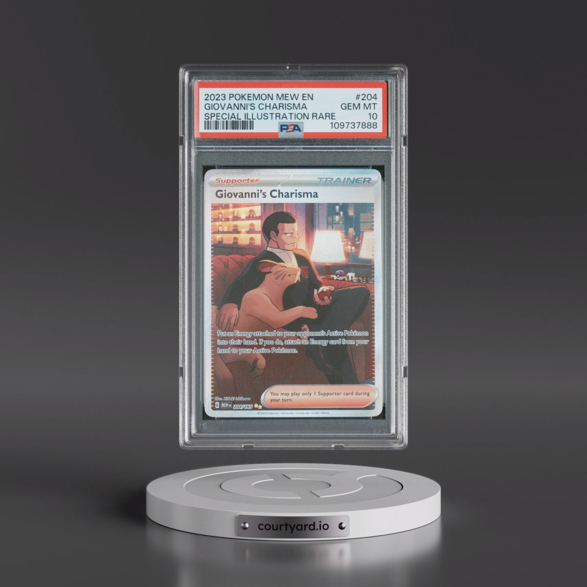 2023 Pokémon Mew EN-151 #204 Giovanni's Charisma - Special Illustration Rare (PSA 10 GEM MINT)