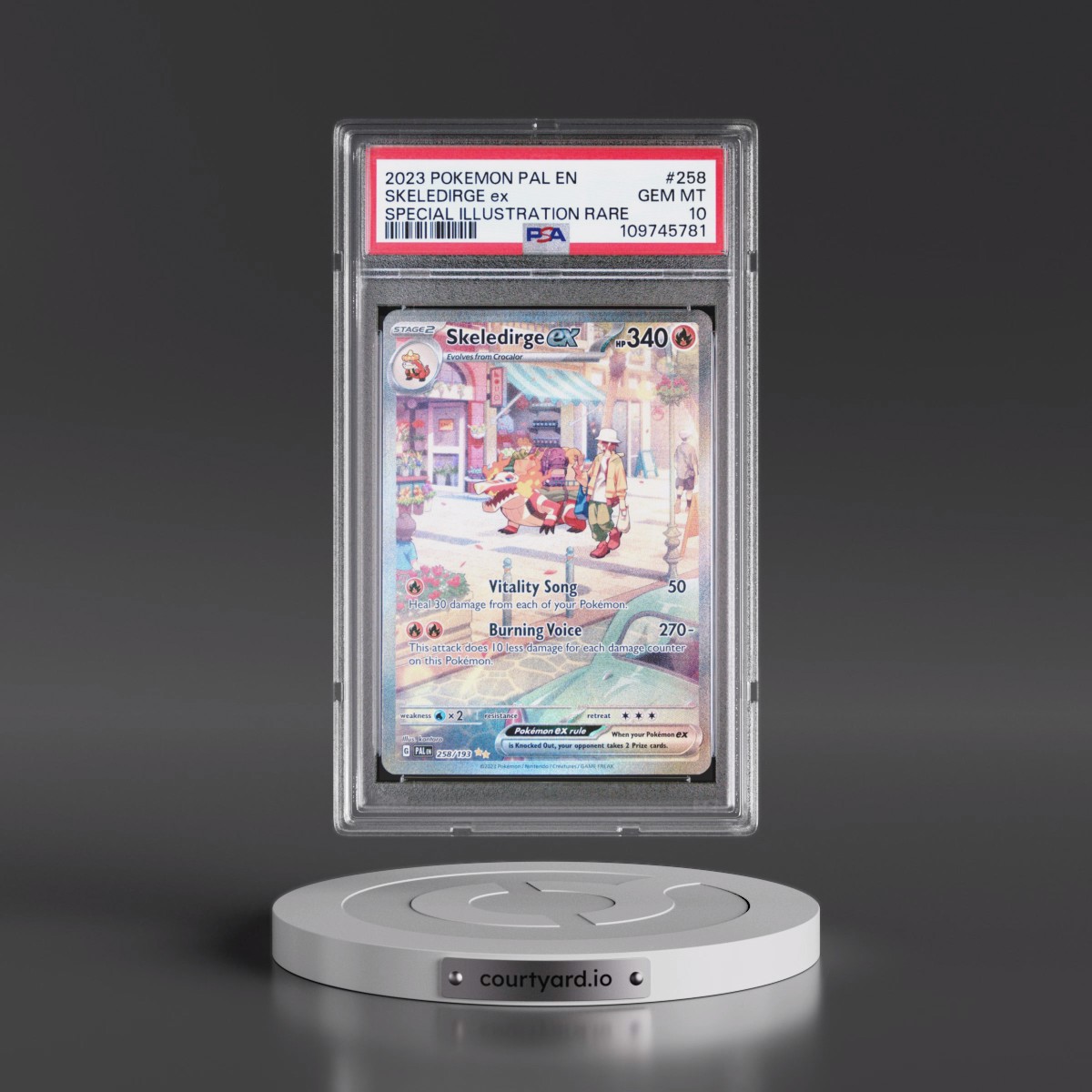 2023 Pokémon Pal EN-Paldea Evolved #258 Skeledirge EX - Holo Special Illustration Rare (PSA 10 GEM MINT)