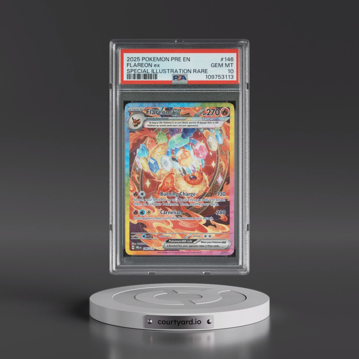 2025 Pokémon Pre EN-Prismatic Evolutions #146 Flareon EX - Holo Special Illustration Rare (PSA 10 GEM MINT)