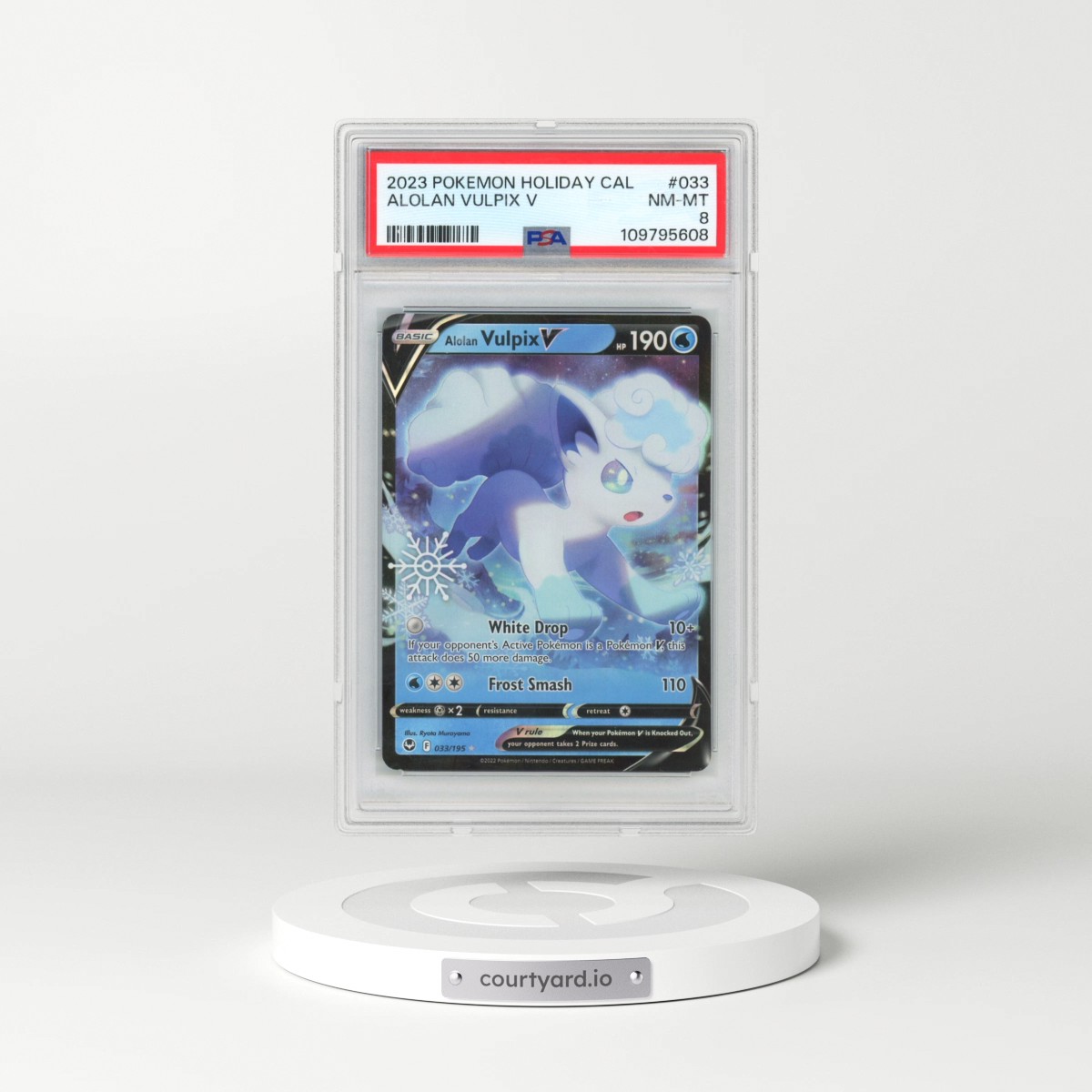 2023 Pokémon Holiday Calendar #033 Alolan Vulpix V - Holo (PSA 8 NM-MT)