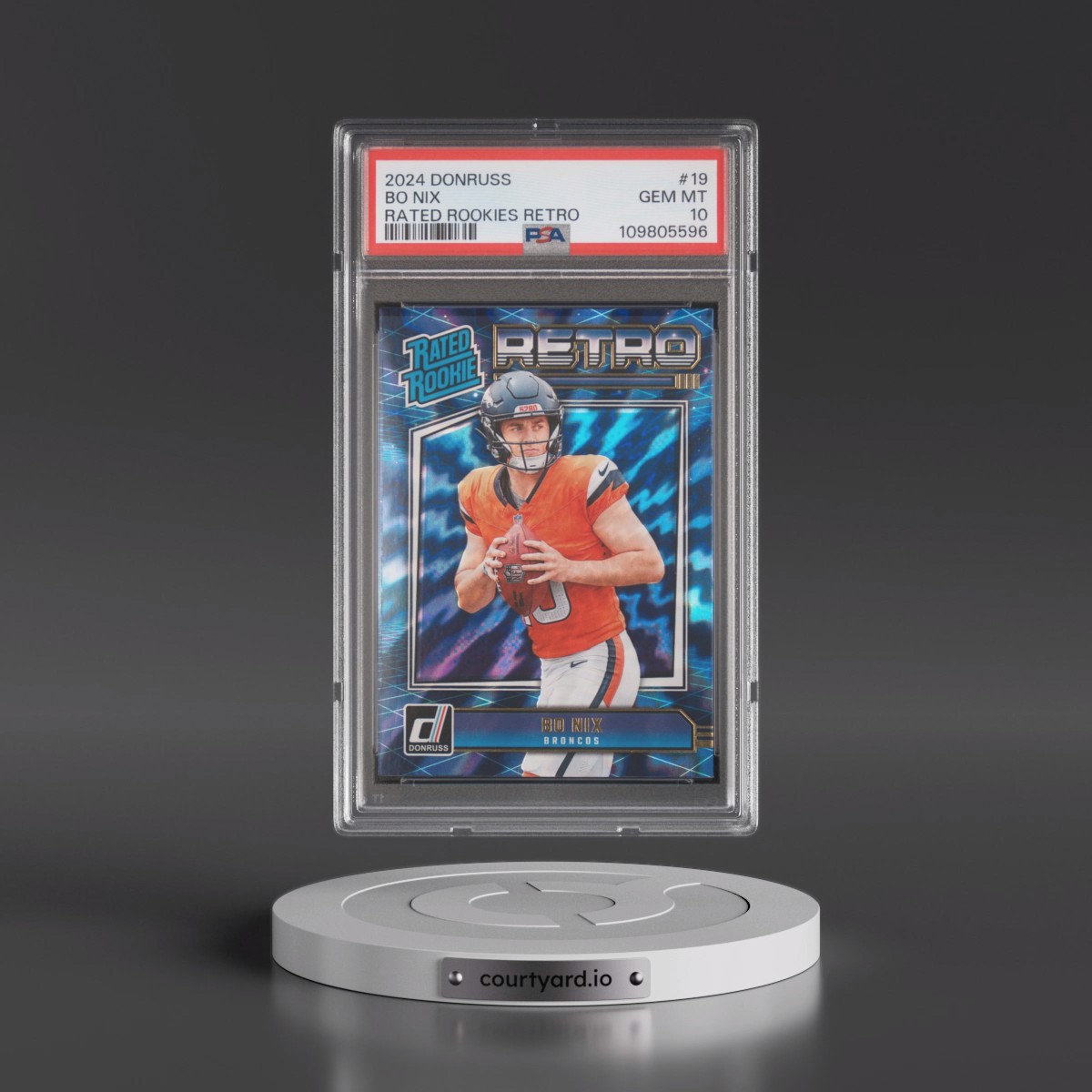 2024 Panini Donruss Rated Rookies Retro #19 Bo Nix (PSA 10 GEM MINT)