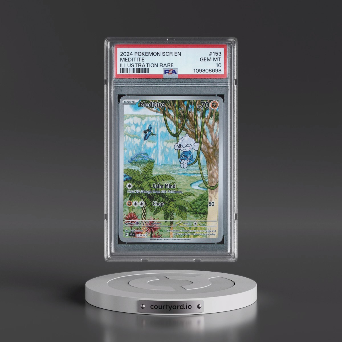 2024 Pokémon Scr EN-Stellar Crown #153 Meditite - Illustration Rare (PSA 10 GEM MINT)