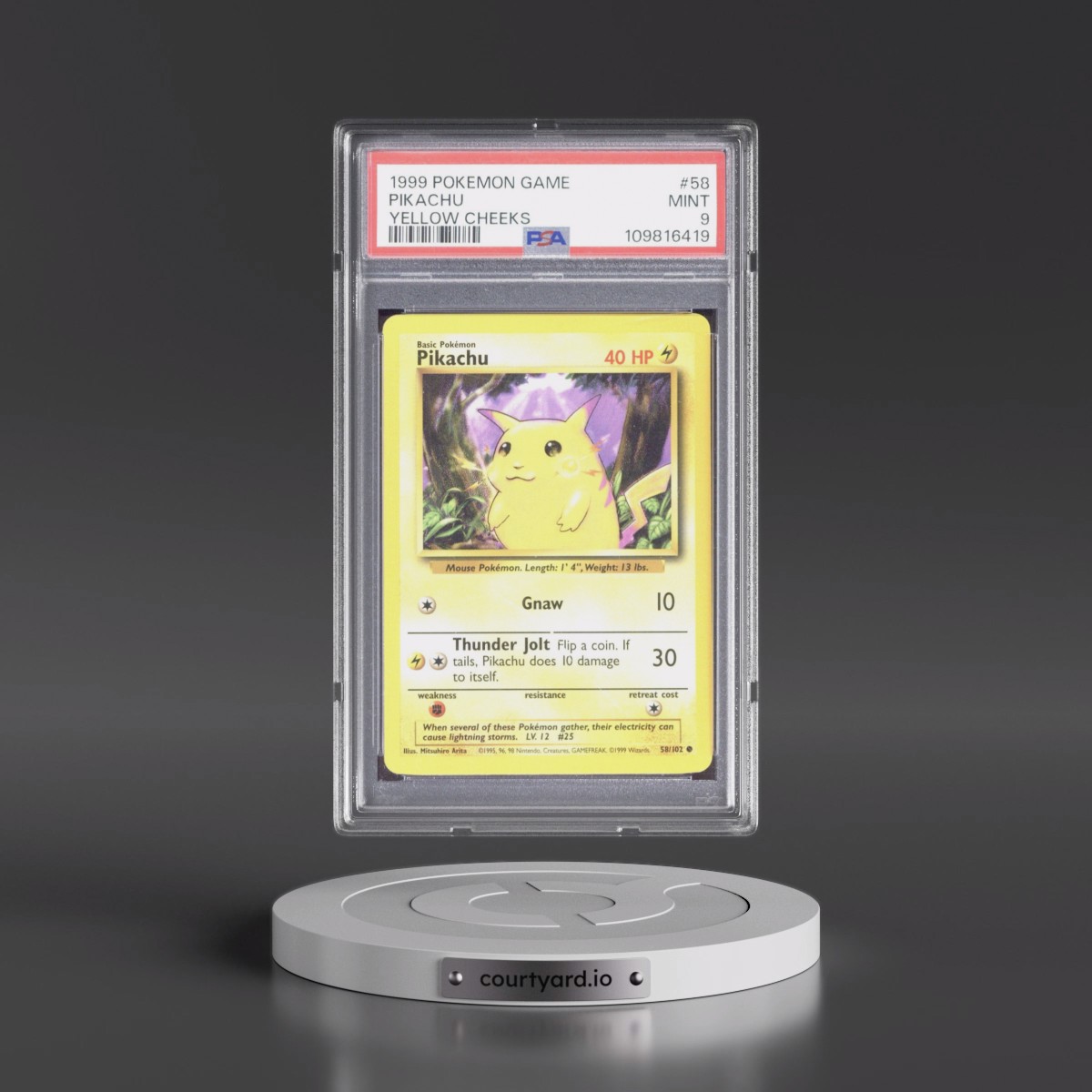 1999 Pokémon Game #58 Pikachu - Yellow Cheeks (PSA 9 MINT)