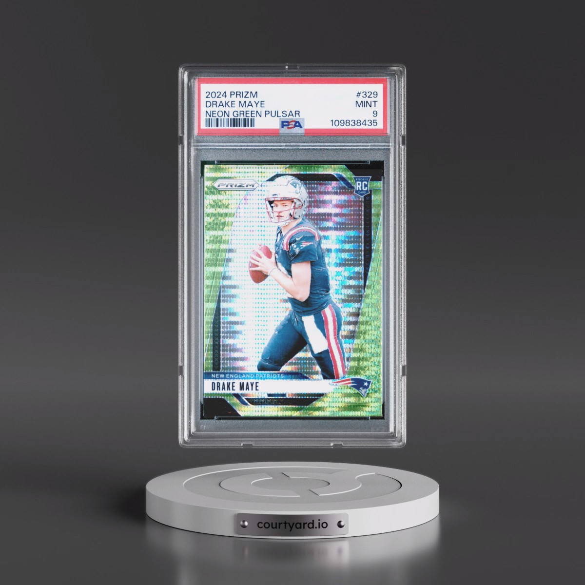 2024 Panini Prizm Drake Maye - Neon Green Pulsar #329 PSA 9
